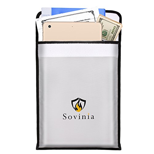 Fireproof Safe Bag Newest Upgrade, Cinsey Fire Resistant/Water Proof/Non-Itchy Silicone Coated Safety Document Storage for Home, Money, Cash, Birth Certificate, Passport, LIPO Batteries(15