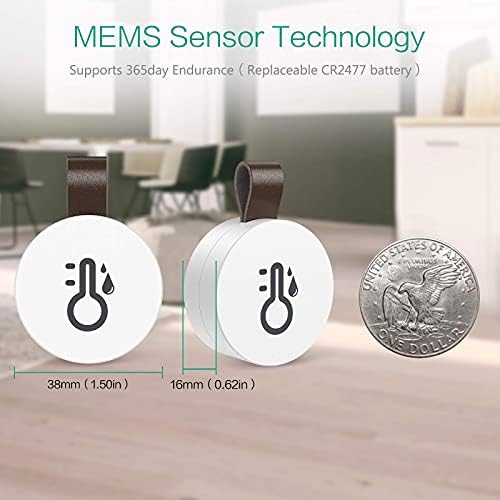 Bezprzewodowy termometr higrometr, ORIA Mini Bluetooth 5.0, czujnik temperatury wilgotności z eksportem danych i alertami dla systemu iOS Android, inteligentne nagrania w czasie rzeczywistym do domu, wina, cygara, salonu, pokoju dziecięcego