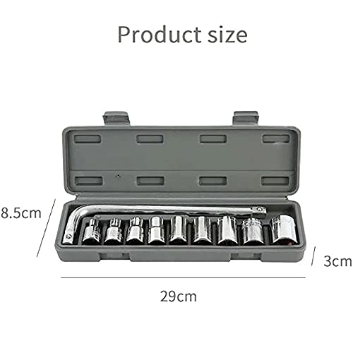 Image of Mld 10 Pcs 1 /2 Socket Wrench Spanner Repair Tool Box for Automobiles /Bike /Car - Goti Set With Socket and Box End
