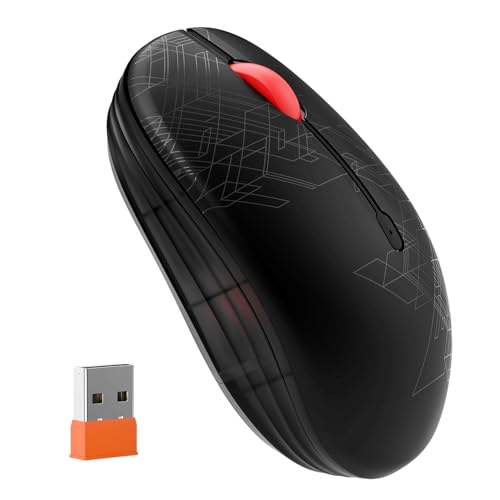 Dual Mode Wireless Mouse: Bluetooth & 2.4GHz USB, Silent Click, E...