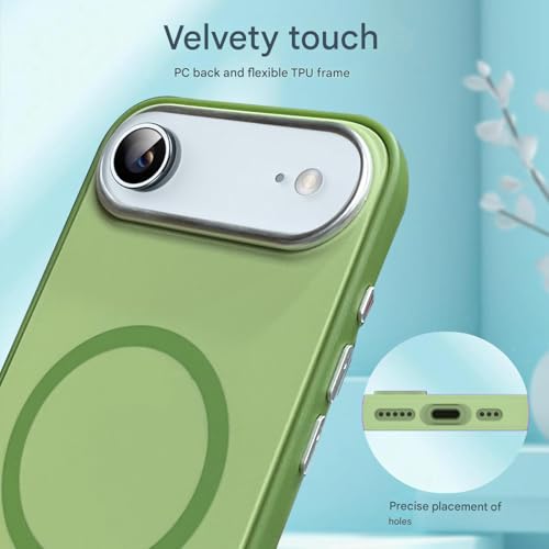Image of VONZEE Magnetic for iPhone 17 Air Case (2025)(Compatible with MagSafe)(Military Grade Drop Protection) Matte Shockproof with Anti-Fingerprint Phone Cover, 6.6''|Green