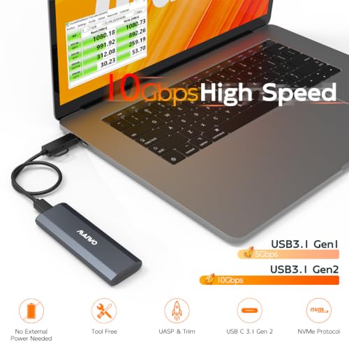 MAIWO M.2 NVMe SSD Enclosure, USB 3.1 Gen 2 USB-C 10Gbps External Aluminum NVMe Reader for 2230/2242/2260/2280 M-Key, Up to 8TB, UASP Supported, Tool Free by MAIWO - Used condition - Image 2