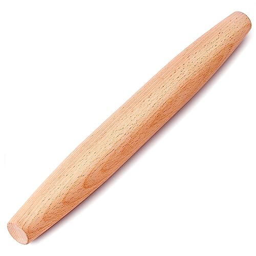 French Rolling Pin for Baking - AMPSEVEN Wooden Rolling Pin Dough Roller for Baking Pizza Pasta Dumpling Thin Pasta Piecrust 30CM 11.8inch