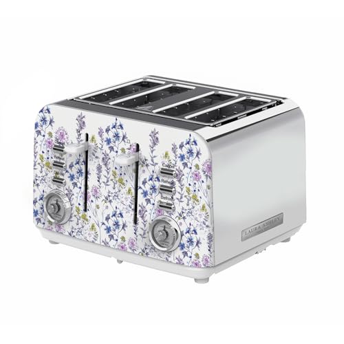 Laura Ashley Wild Meadow 4 Slice Toaster -Stainless Steel Toaster 4 Slice
