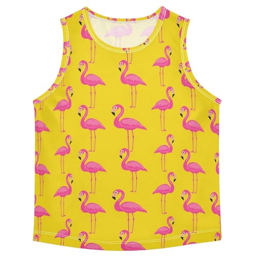J JOYSAY Summer Flamingo Yellow Boys Tank Top Sleeveless Muscle Shirts Quick Dry Kids T-Shirts 3-15T