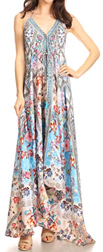 Image of Sakkas Lizi Womens Maxi High-Low Halter Handkerchief Long Dress Beach Party