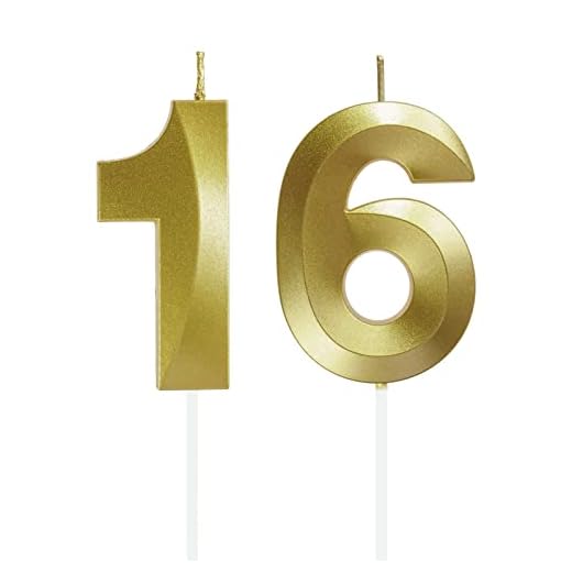 Velas de Cumpleaños con Números Velas Cumpleaños Decoracion Tartas Cumpleaños Toppers de Pastel Decorativo,para Fiesta de Cumpleaños Boda Aniversario Celebración Oro (Número 16)