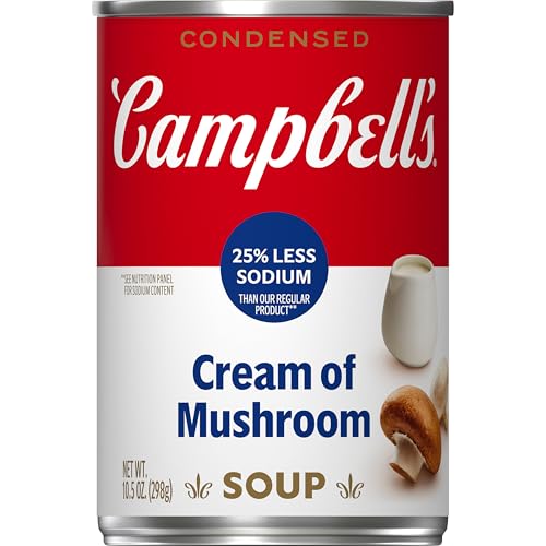 Campbell's Condensed 25% Less Sodium Cream of Mushroom Soup, 10.5 oz Can