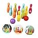 BESPORTBLE Nature Wood Bowling Toy Set Boys and Girls Outdoor Indoor Game 360° Polished Enhance Skills Safe for Toddlers