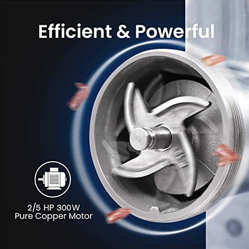 Toogood Electric Meat Grinder Commercial Meat Mincer 2/5 Hp Motor, 300W, Grinds 4-5Lbs/Minutes, 3-Size Plates And 3-Sausage Kit Included, Heavy Duty #TOP2