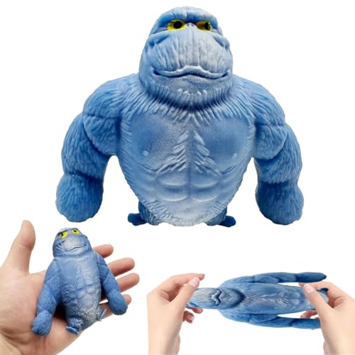 Gorilla Stressabbau Spielzeug Blau – Extrem dehnbares Gorilla Stress Toy für Erwachsene, Robustes Squishy Monkey Toy aus Latex, Anti-Stress Gadget als Figuren Stretch-Spielzeug für Büro & Zuhause