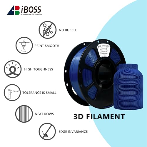 Image of iBOSS PLA Plus 3D Printer Filament, Neatly Wound 3D Printing PLA+ Filament 1.75mm Dimensional Accuracy + /- 0.02mm, 1KG Spool (2.2 lbs), Royal Blue
