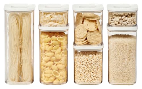 Mepal 7-teiliges Set Vorratsdosen mit Deckel - Lebensmittelbehälter Rechteckige - Küchenorganizer aus Kunststoff - Vorratsbehälter Luftdicht - 1x 2000 ml 2x 1500 ml 2x 1000 ml & 2x 425 ml - White