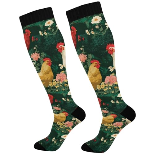 Image of Pigsaly Womens Compression Socks Yellow Stars Funny Brown Capybara Knee High Socks Athletic Tube Sock Outdoor Sport Socks