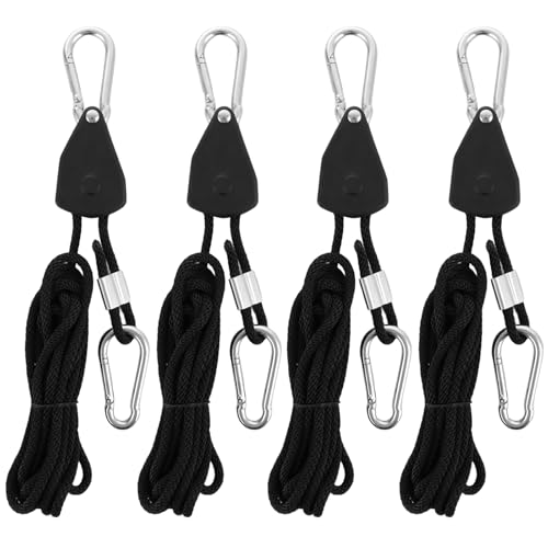 ASelected 4 PCS Ratchet Hanger Rope Tensioner 2M Guy Ropes with Rope Tensioner 1/8 Inch Camping Accessories for Plant Fan Light Indoor Plants Tent Camping