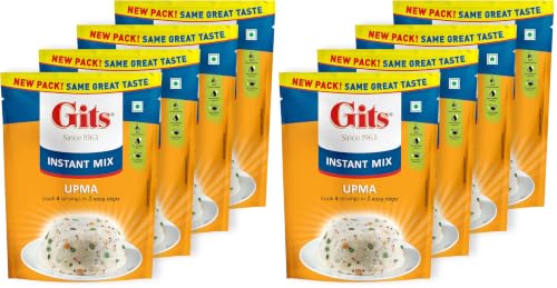 Image of Gits Instant Upma Breakfast Mix, Pure Veg, 800g (Pack of 8 X 200g Each)