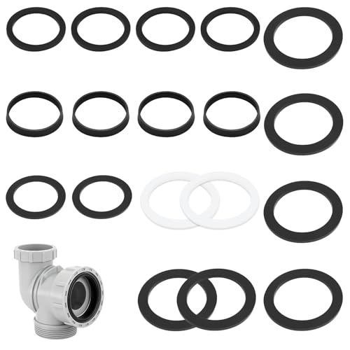 Kit de Joints pour Siphon d'Évacuation pour Évier de Cuisine,Lavabo,Tuyau 40 mm/45 mm/56 mm-Joints Cunéiformes et Plats Inclus (Noir)