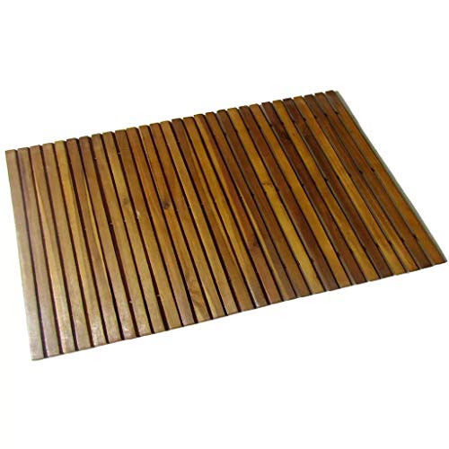 GOTOTOP Alfombra de Baño de Madera de Acacia Antideslizante Tarima de Ducha y Baño Alfombra de Ducha Durable 80 x 50 cm