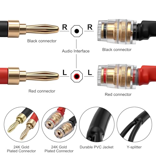 Cable de audio tipo banana de 4mm a poste de unión macho a hembra de 80cm 3