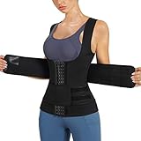 Nebility Women Sauna Sweat Vest Hot Neoprene Sauna Suit Weight Loss Workout Top Waist Trainer Shirt Body Shaper (Medium, Black)