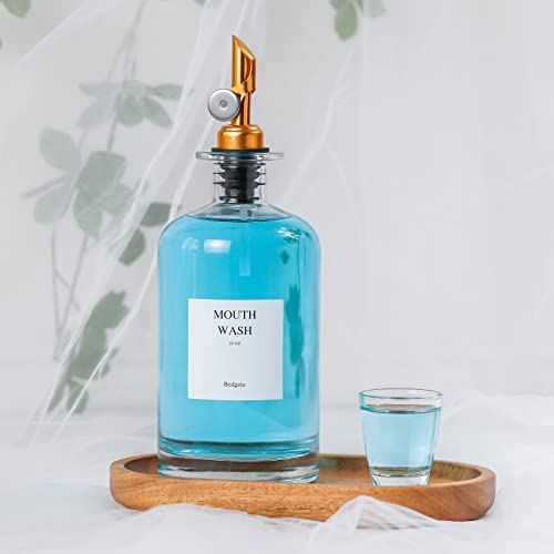 Bedgeta Oil Dispenser , Syrup Dispenser-With Metal Pour Spout, Weighted Pourer , Mouthwash Dispenser For Bathroom , Olive Oil Dispenser For Kitchen (1Pack 18Oz Cork), 500Ml #TOP2