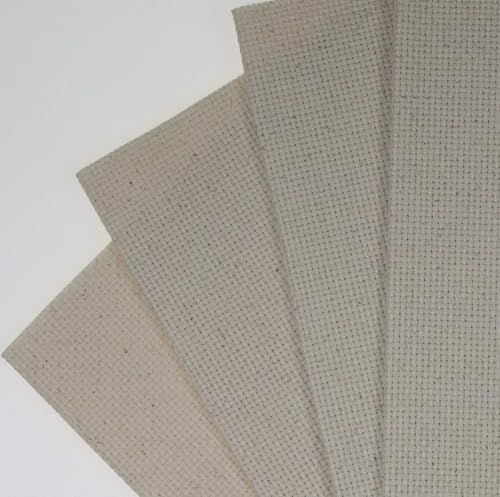 Image of KCS 4 pc of 12 inch x 18 inch(30cmx45cm) 14CT Counted Cotton Aida Cloth Cross Stitch Fabric (Oatmeal)