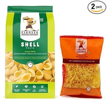 Premium Vermicelli Seviyan 200 Gram with Shell Pasta 500 Gram, Combo Pack