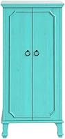Hives & Honey Charlize Turquoise Locking Jewelry Armoire - Standing Wood Storage with Mirror, 7 Drawers, Necklace Hooks, Anti-Tarnish Lining