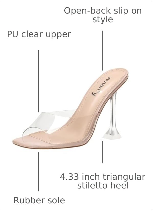 Image of vivianly Womens Square Open Heels Sandals Slip on Heeled Slides Mules for Party Daily Wear