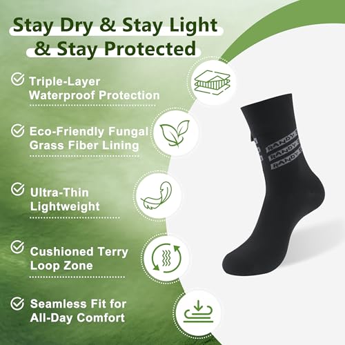 Image of RANDY SUN Waterproof Socks - Ultra Thin Seamless Cushion Socks with Eco-Friendly Juncao Inner, Breathable & Sweat-Friendly