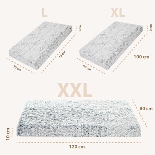 Amazinggirl Hundebett für kleine mittelgroße und Grosse Hunde 120 x 80 cm - Hundekissen Hundebetten Hundesofa Dog Bed Hundematratze Hundekorb oder Wolkenbett flauschig und waschbar Hellgrau
