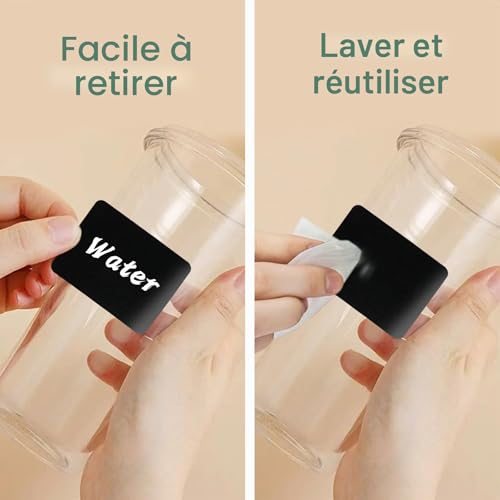 joyoldelf 150pcs Kit d'Etiquette Autocollantes Réutilisables pour la Cuisine Organiser avec Marqueurs Craie Liquide, Étiquette Tableau Noir Amovible pour Décorer Votre Cuisine Pièce de Rangement – vue 5
