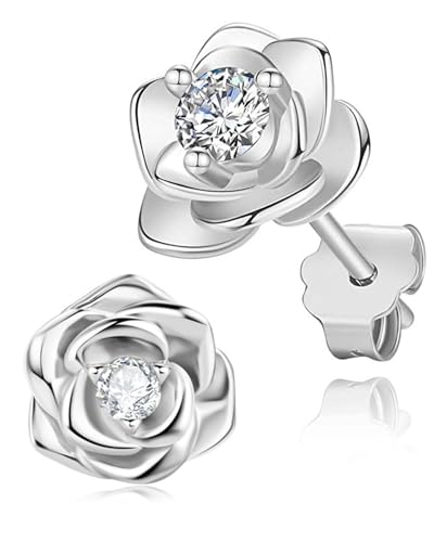 LEEQBCR 1 Paar Klein Rosen Ohrringe Silber 925 Stecker,Ohrstecker Silber Damen Mädchen Hypoallergen Kleine Rose Blumen Ohrringe mit 5A+Zirkonia Helix Knorpel Ohrringe Silber, Chirurgenstahl Ohrringe LEEQBCR 1 Paar Klein Rosen Ohrringe Silber 925 Stecker,Ohrstecker Silber Damen Mädchen Hypoallergen Kleine Rose Blumen Ohrringe mit 5A+Zirkonia Helix Knorpel Ohrringe Silber, Chirurgenstahl Ohrringe