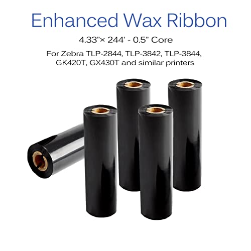 Desktop Thermal Transfer Ribbons -Enhanced Wax, 8 Rolls, 4.33\" x 244\'/110mm x 74m for Zebra Desktop Printer - Thumbnail 5