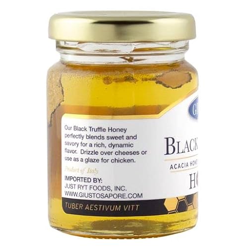 Giusto Sapore Italian Black Truffle Acacia Honey - Imported From Italy - Gourmet Condiment - 4.23 Oz #TOP3