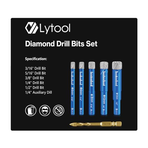 Glass Drill Bit, Lytool Dry Diamond Drill Bits Set 5 PCs - 5, 6, 8, 10, 12 mm, for Granite, Ceramic, Marble Tile Stone, Glass Hard Materials 11 Glass Drill Bit, Lytool Dry Diamond Drill Bits Set 5 PCs - 5, 6, 8, 10, 12 mm, for Granite, Ceramic, Marble Tile Stone, Glass Hard Materials - Image 11