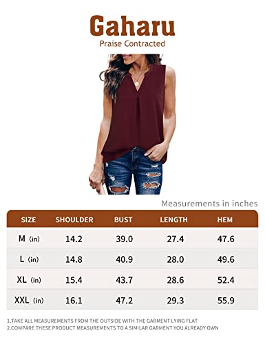 Gaharu Women Summer Blouses Business Casual Tank Top Henley V Neck Pleated Plain Chiffon Vest Tunic Shirt Dark Red,Medium thumb #4