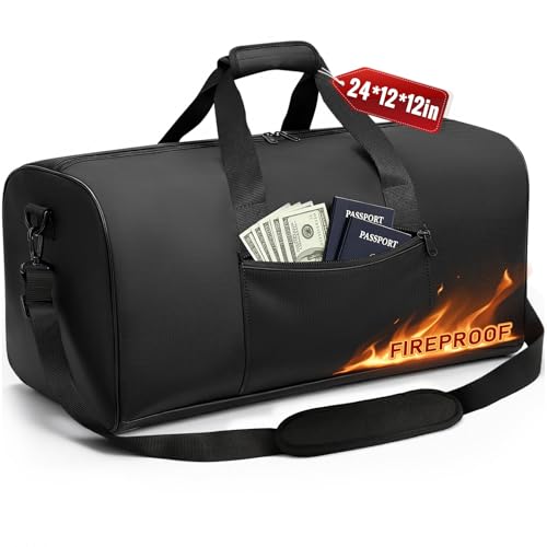 Large Fireproof Document Bag, 24x12x12in Portable Fireproof Waterproof Document Box for Travelling,...