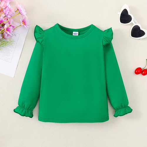 Image of LYSMuch Toddler Baby Girls Blouse Long Sleeve Ruffle Shirt Solid Top Clothes