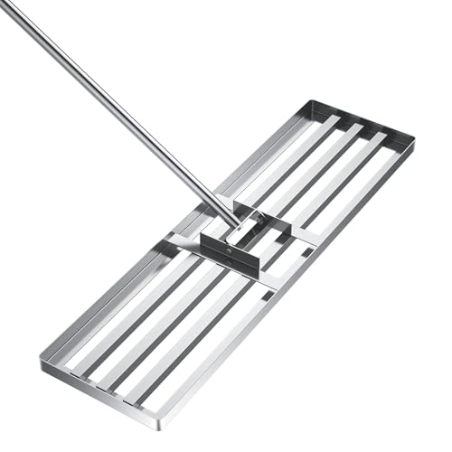 Lawn Leveling Rake, Lawn Leveler Tool with 6.5ft Handle Rakes, Stainless Steel Yard Leveling Rake, Heavy Duty Soil Leveling Rakes for Backyard, Garden, Farm, Pasture (35x10inch-6.5FT)