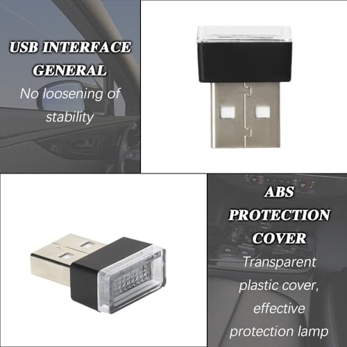 4PCS USB LED Car Interior Atmosphere Lamp, Led Lights for Car, Plug-in USB A Interface Trunk Ambient Lighting, Universal Car Interior Accessories Portable Auto Ambient Lighting Kit for Most Cars