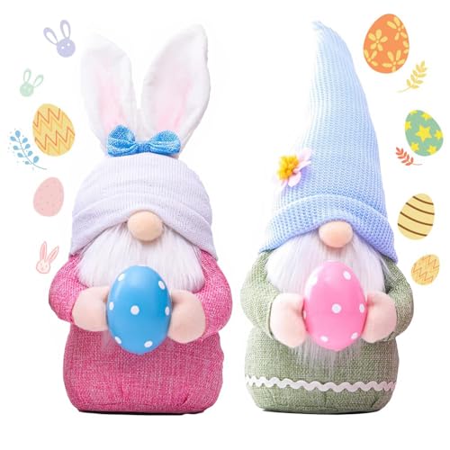 QINQINZIJIN Osterdeko Wichtel, Ostern Wichtel, 2 Stück Handgemachte Plüsch...