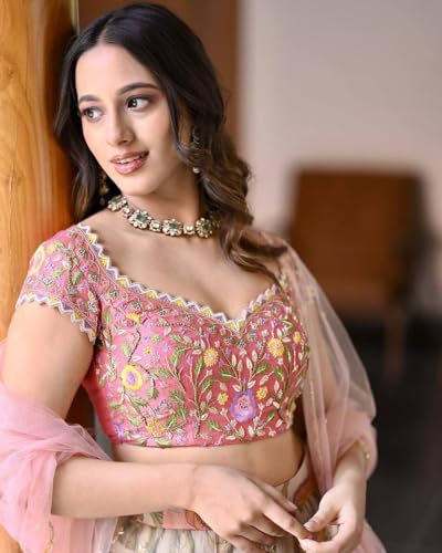Image of LUXE VIBE Printed Chinon Silk Lehenga Choli with Sequins Embroidered Net Dupatta & Stitched Banglory Silk Blouse for Women