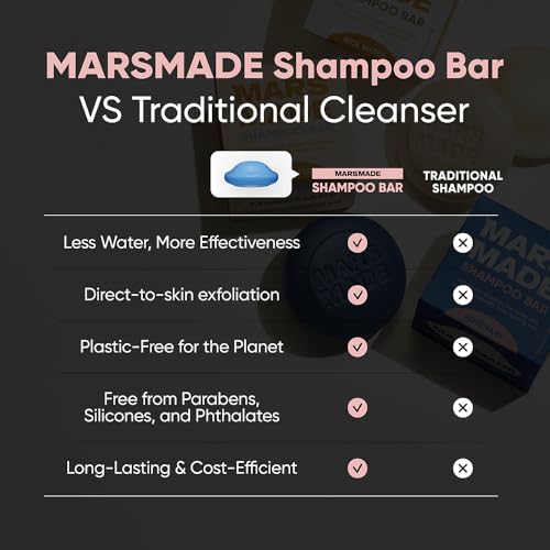 Image of MARS MADE Rosemary Shampoo Bar 2.0 - Hydrating & Moisturizing Natural Hair Soap Bar Shampoo for Hair Volume & Scalp Nourishment - Bathing Soap Solid Shampoo for All Hair Types (120g, 4.23oz)