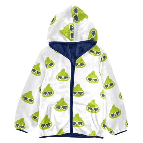 Cartoon Wasabi Character Girls Fleece Jacket Girls Fall Jacket Girls Zip Up Hoodie Girls Sherpa Jacket 2-10T