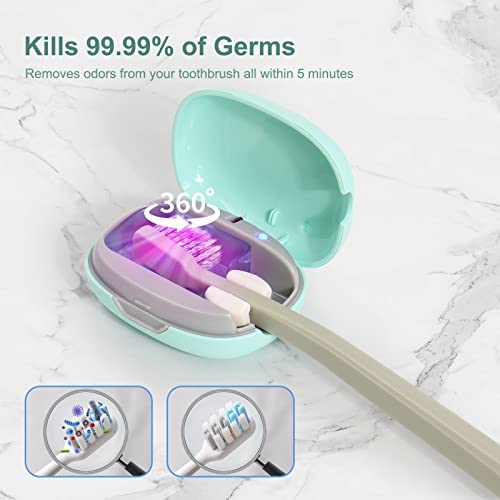Elmway Uv Sanitizer Toothbrush Case, Portable Mini Toothbrush Holder, Rechargeable Toothbrush Cover Sterilizing For Home And Travel Fits All Toothbrushes For Electric And Manual (Green) #TOP1