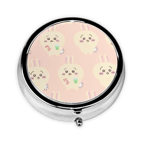 ピルケース ちいかわ うさぎ 薬ケース 薬箱 薬整理ケース 錠剤入れ 薬入れ 丸型 3仕切り かわいい おしゃれ 折りたたみ式 軽量 耐久性 密閉 遮光 防湿 飲み忘れ防止 携帯便利 コンパクト 旅行用