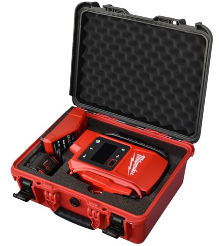 Waterproof Hard Carrying Case for Milwaukee M18 Hotshot Jump Starter 3841-20 Custom Foam Protective Storage Box Holds Jump Starter + 1 M18 Battery + Charger Rugged Travel Organizer (Case Only)