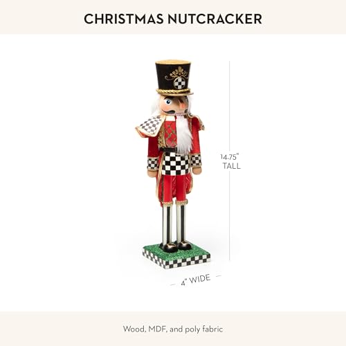 MACKENZIE-CHILDS Decorative Nutcracker Figurine, Wooden Nutcracker Christmas Home Decor, Christmas