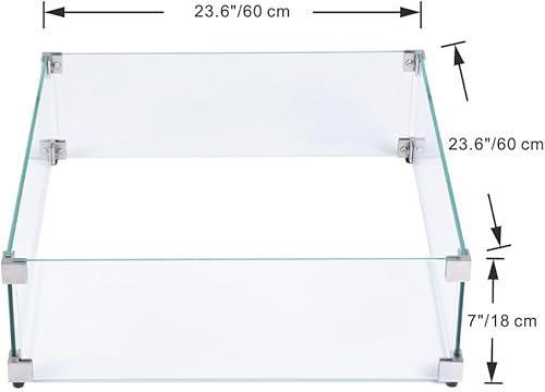 Miniatura 3 de Elementi Pantalla de viento de vidrio para exteriores, protector de viento, cuadrada, transparente, protector de vidrio, pantalla de chimenea,